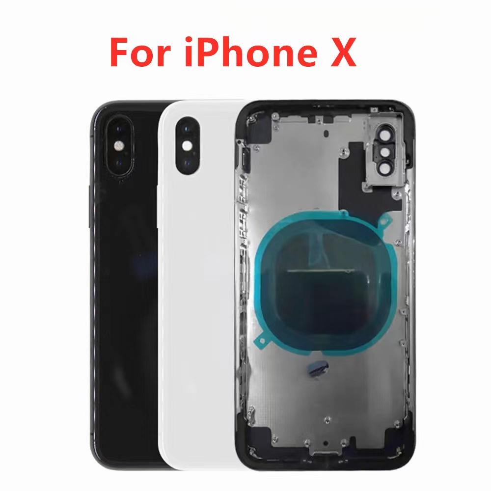 Задняя крышка корпуса для iPhone X XS, крышка аккумуляторной батареи, задняя крышка, средняя рамка корпуса со стеклом, сменные детали