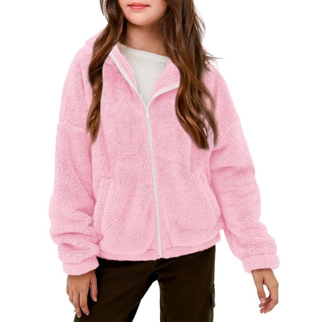Kids' Fashion Fleece-Lined Thickened Hooded Oversized Sweatshirt Warm Casual Jacket For Fall/Winter