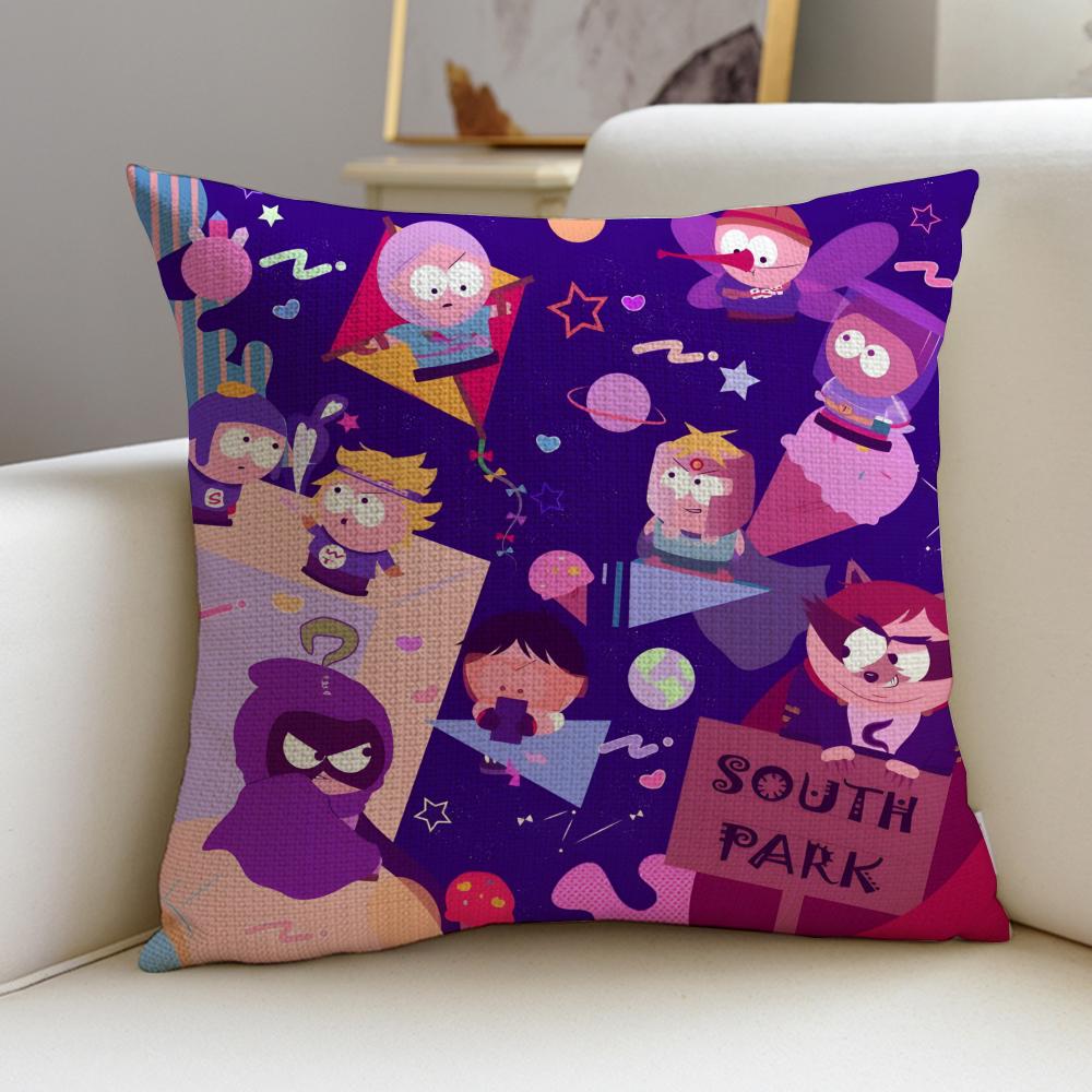 Satirical SSouth ParkS Cushion Cover Breathable and skinfriendly linen pillowcase square removable and washable cushion