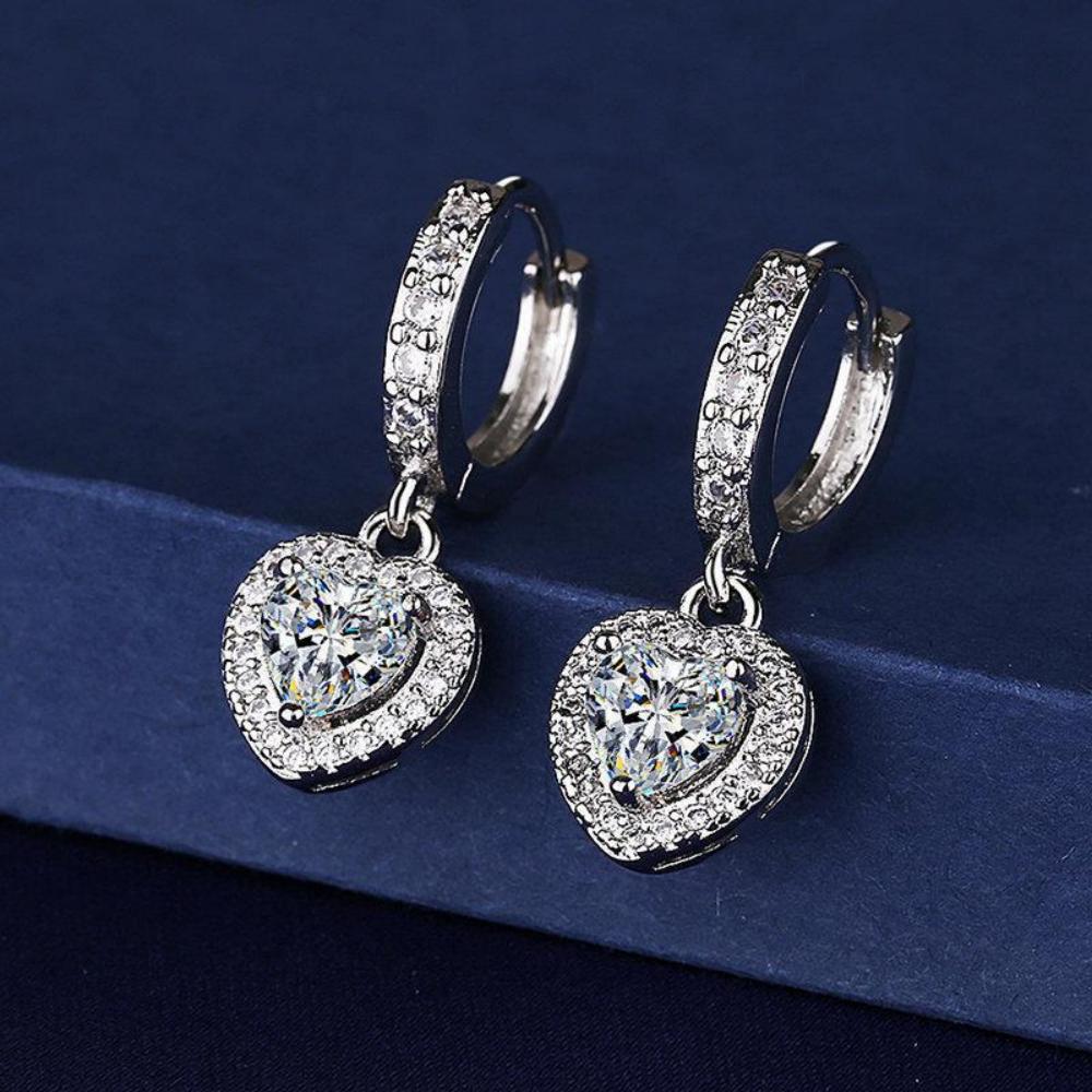 Серьги из стерлингового серебра 925 пробы AAAAA Циркон Сердцевидный Подвесной Серьги для Женщин Элегантные Подарок на День Рождения Свадебную Вечеринку Ювелирные изделия