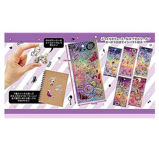 Hiroichi Glitter Shaker Stickers Set of 6 - Cute for Planners, Notebooks, Albums, Calendars, Suitcases, Helmets, Scheduling