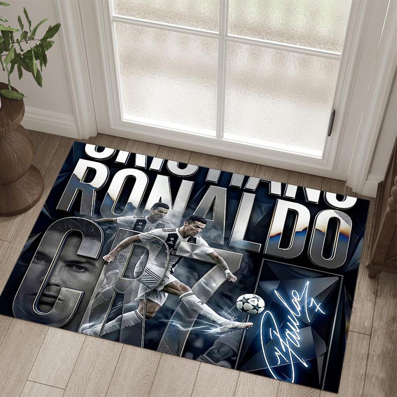 Cristiano Ronaldo Design Crystal Velvet Carpet Cozy Non?Slip Printed Rug For Bedroom Living Room Entrance
