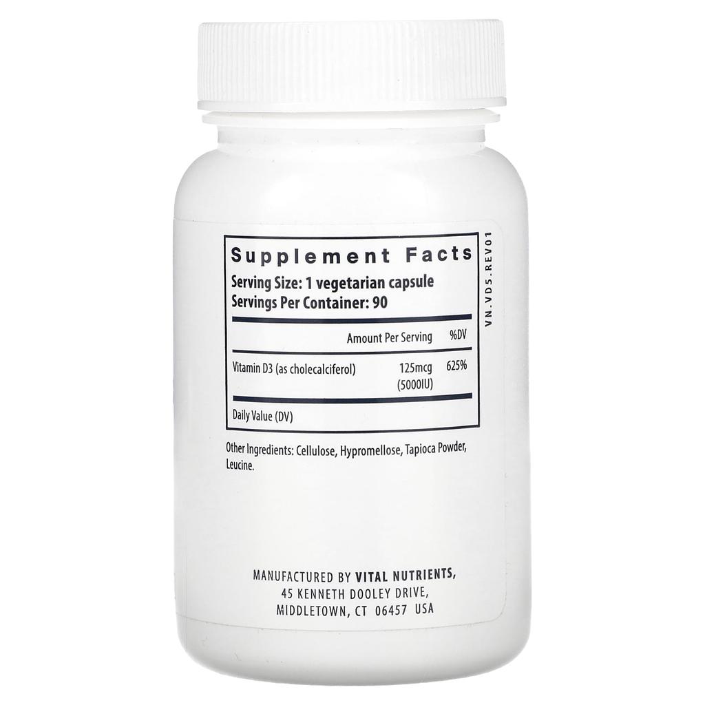 Vitamin D3, 5,000 Iu, 90 Veggie Capsules