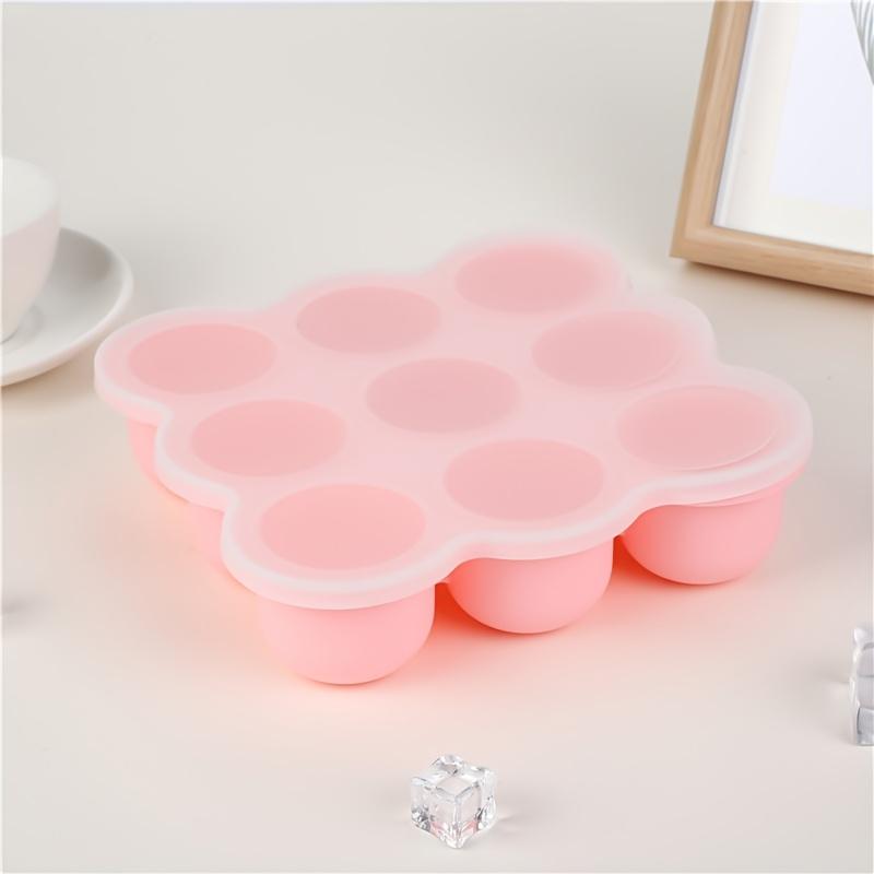 1 шт. Форма для льда из пищевого силикона с крышкой, 9 ячеек, антипригарная, легко извлекаемая, поднос для приготовления льда для детского питания, праздничных вечеринок, кухонного использования