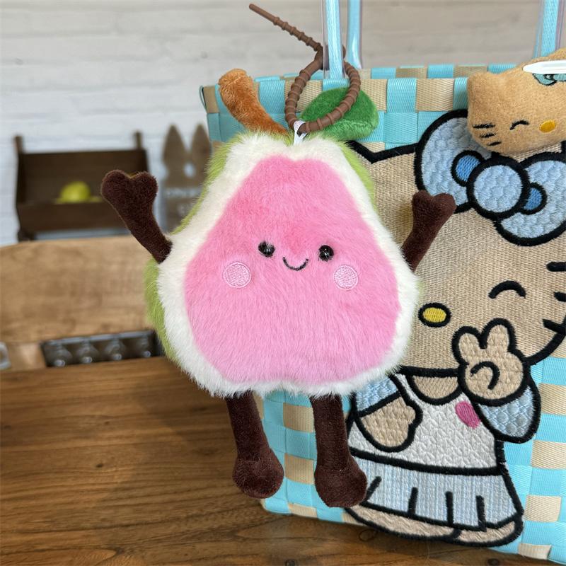 Kawaii Cartoon Coconut Watermelon Plush Key Schoolbag Pendant for Girls Lovely Stuffed Fruit Plush Kids Birthday Gifts