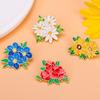 Brooch Pin Vibrant Color Peony Flower Leaves Shape Badge Clothing Decoration Sweaters Hats Bags Accessory