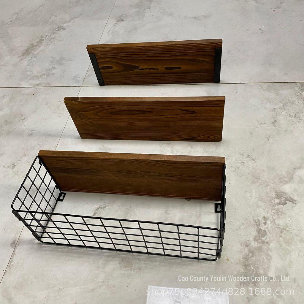 Solid Wood Wall-Mounted Floating Rack for Bathroom or Living Room