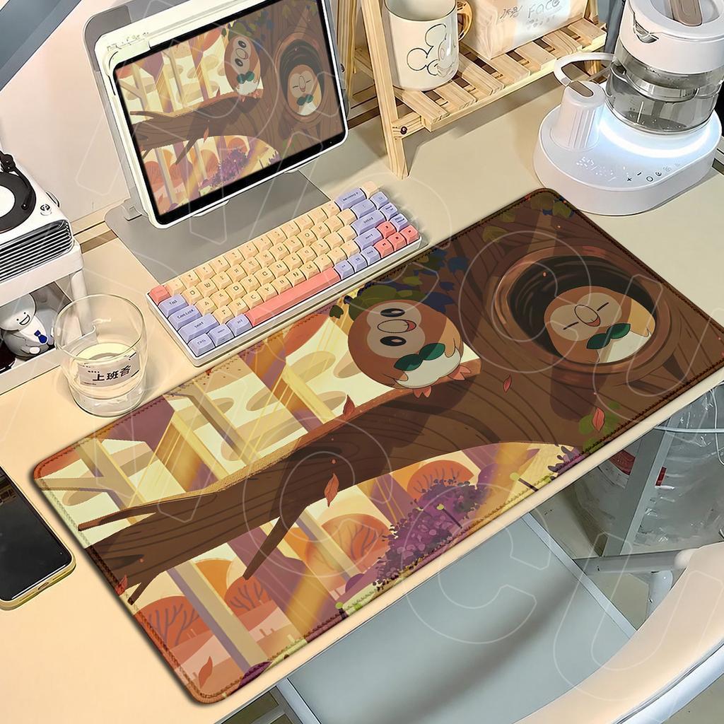 900x400mm Laptop ESport Gaming Keyboard Mats Kawaii Rowlet Anime Mouse Pads Office Extended Soft Desk Decoration Carpet