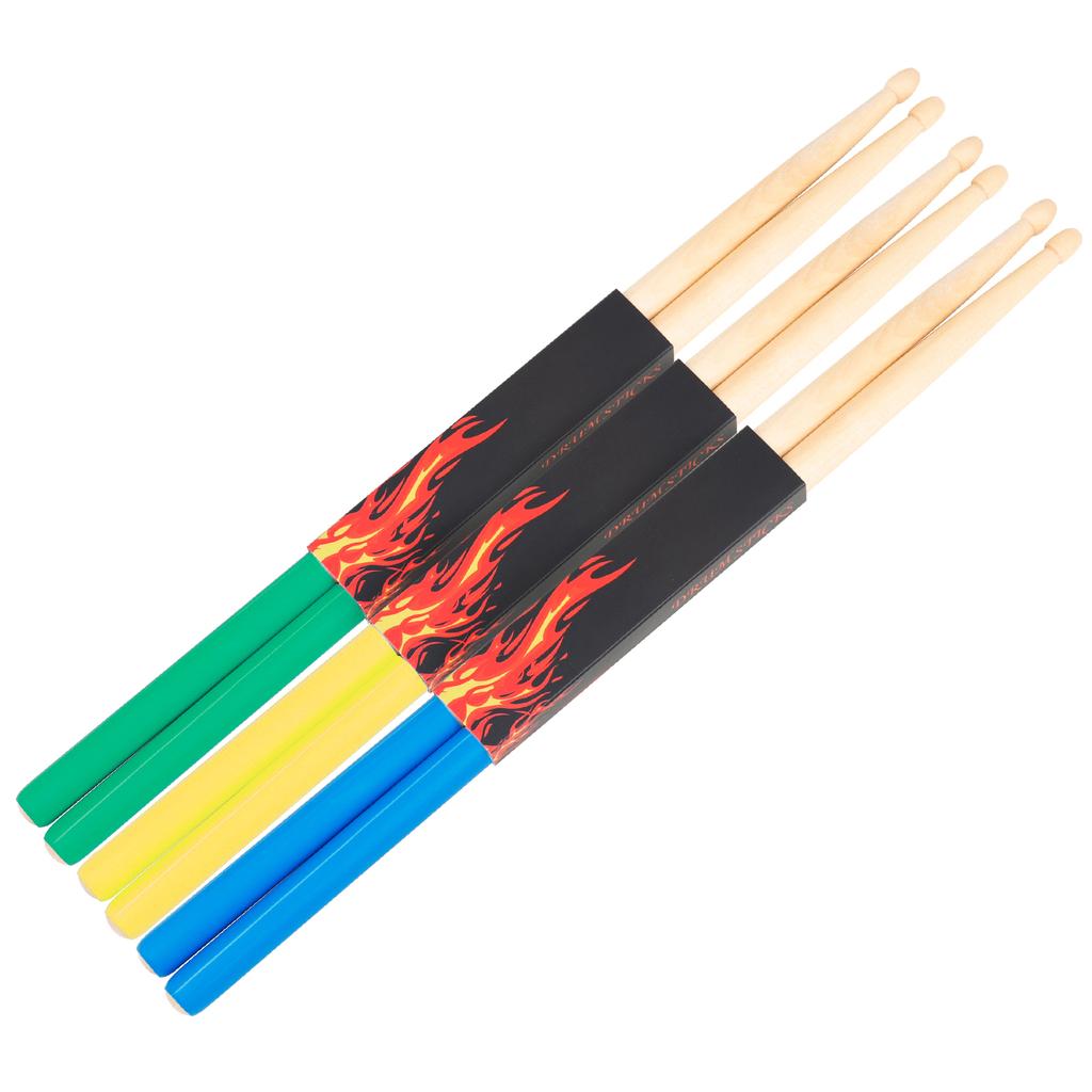 SLADE 3 Pairs 5A Drum Sticks Maple Wood Drumsticks Triangular Tip Non-Slip Rubber Handle Musical