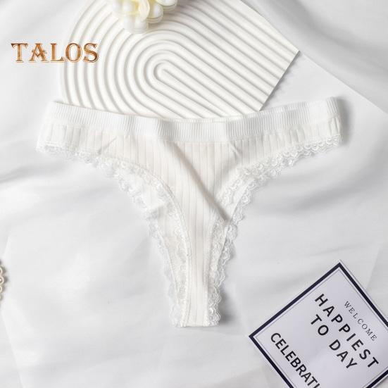 Женское ребристое хлопковое нижнее белье с кружевной отделкой и заниженной талией, мягкие эластичные трусики-бикини, бесшовные трусы для повседневной носки