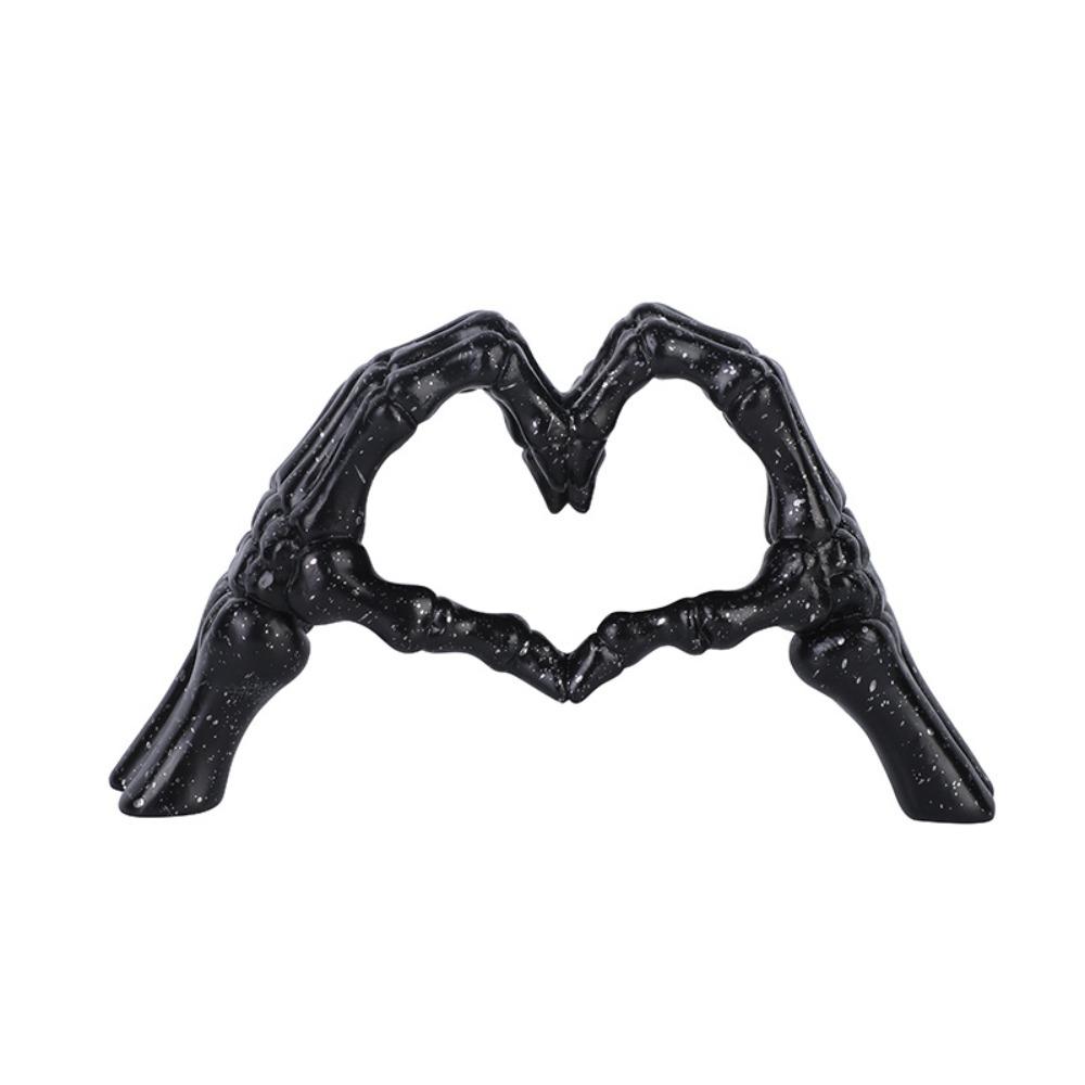 Nordic Style Heart Skeleton Hand Statue Resin Halloween Desktop Ornament Office