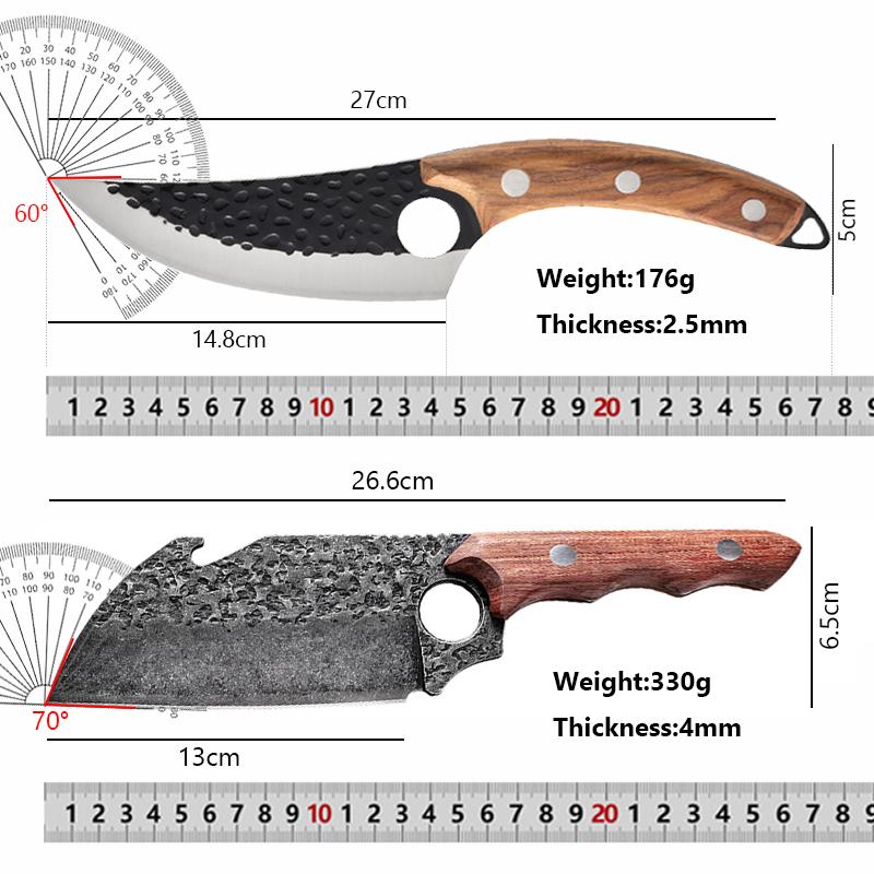 Forged Kitchen Meat Cleaver Chef Knife Boning Slicing Full Tang Butcher Knife Peeling Cutting Fish Sushi Knife with Sheath