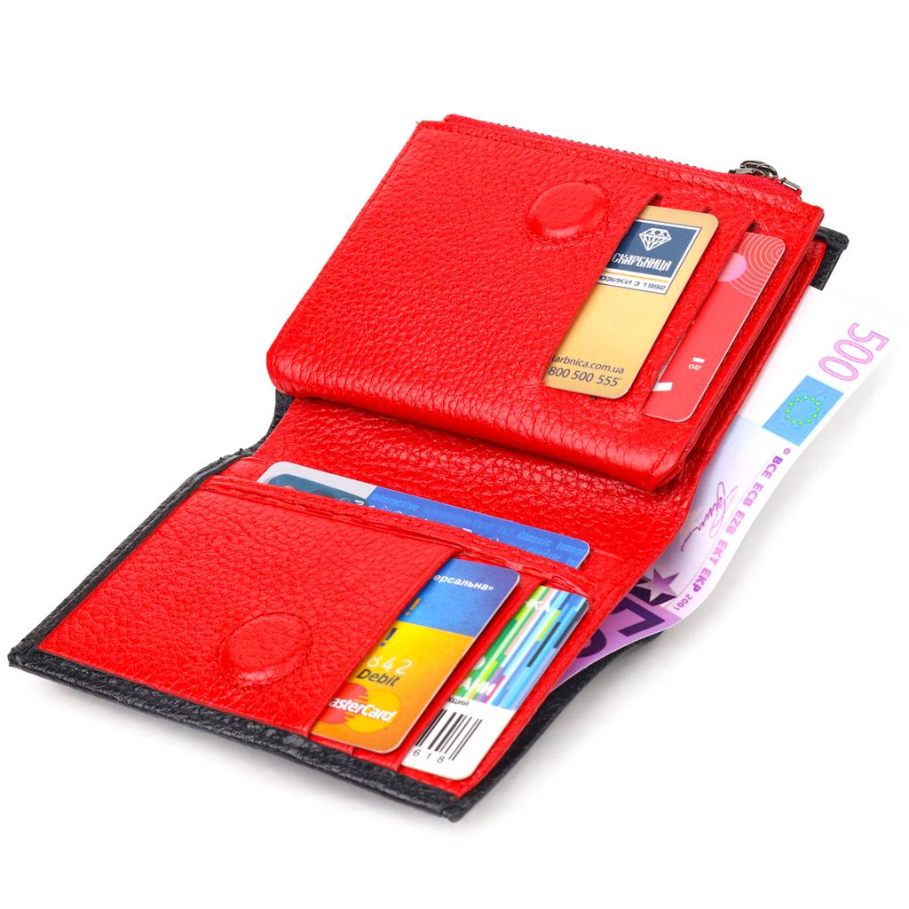 Вертикальный компактный Женский кошелек из натуральной кожи CANPELLINI Wallet 21670 Черный