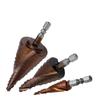 Hexagonal Shank Cobalt Spiral Flute Step Drill Bit High Speed Steel Multi Specification Pagoda Drill Metal Work Punching Tool