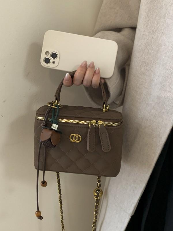 Женская модная сумка-клатч с цепочкой и ромбовидным узором 2025 года - Универсальная сумка-коробка для ношения на плече или через плечо