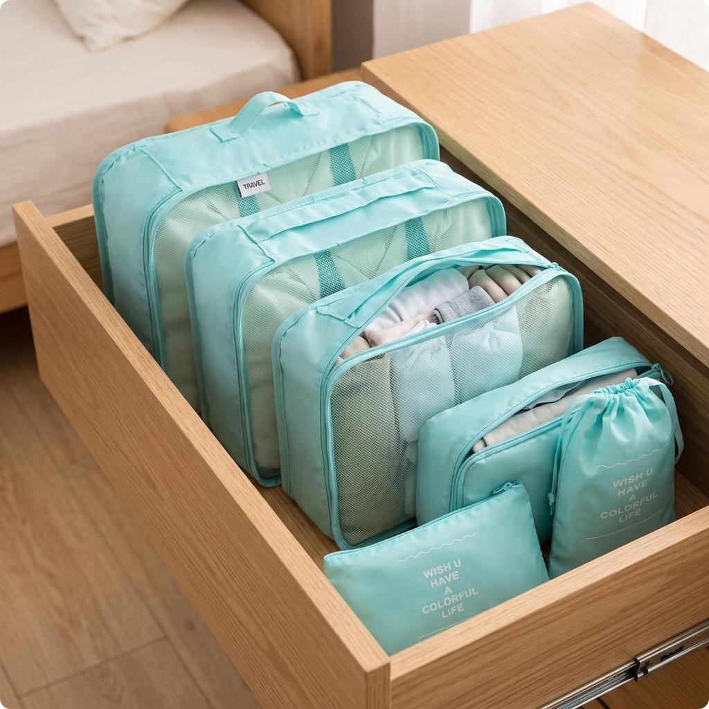 6 Pieces Packing Cube Set Nested Luggage Organizer Compact for Suitcases