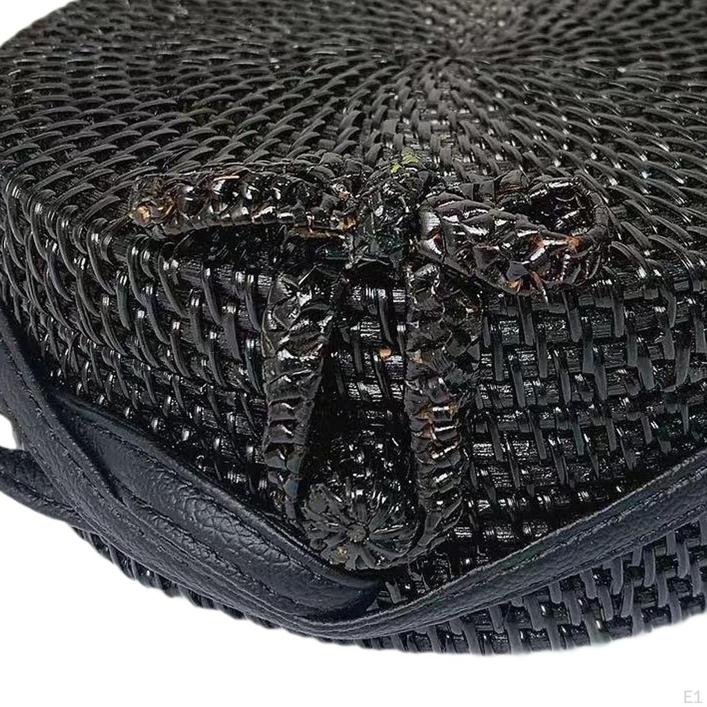 Round Rattan Bag Lightweight Woven Handbag for Women Shoulder Vacation
