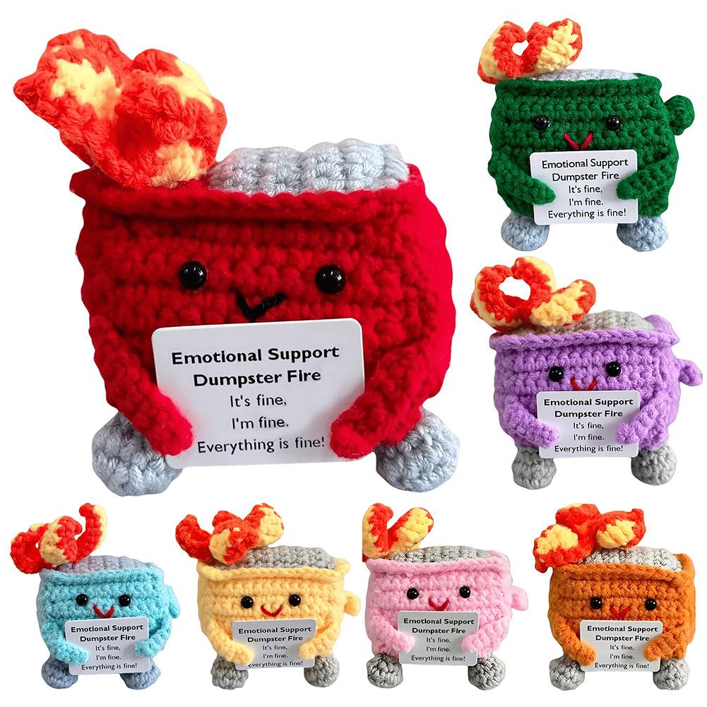 Crochet Dumpster Fire Cute Emotional Support Dumpster Fire Positive Crochet Dumpster Fire Funny Gifts for Friends Coworker