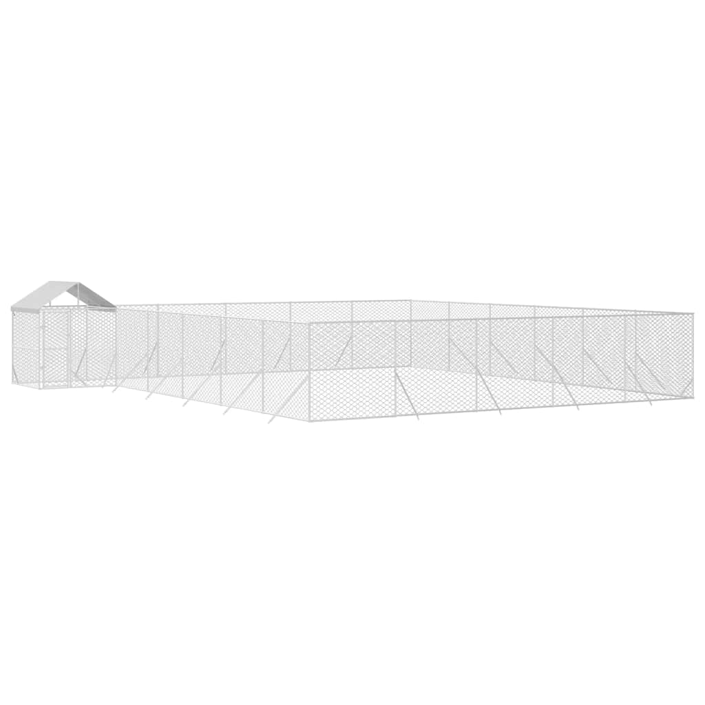 Outdoor Dog Kennel with Roof Silver 12x12x2.5 m Galvanized Steel