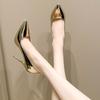 Туфли-лодочки на высоком каблуке большого размера женские весна и осень 2025 новая мода острый носок открытый вырез одинарные туфли серебристые сексуальные женские туфли