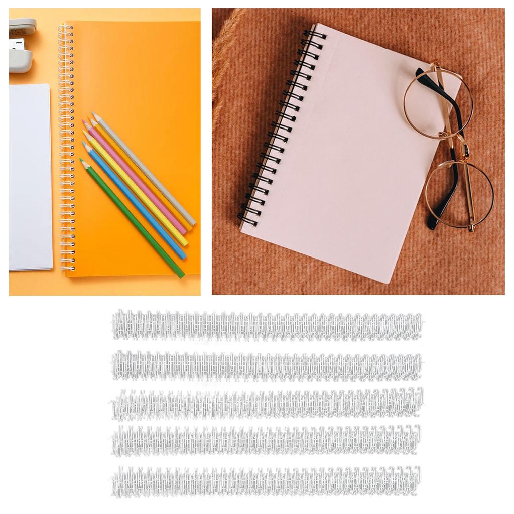100Pcs Double Wire Binding Spine 60 Sheet Capacity 3:1 Pitch 34 9.5mm Diameter Set Kit for Paper