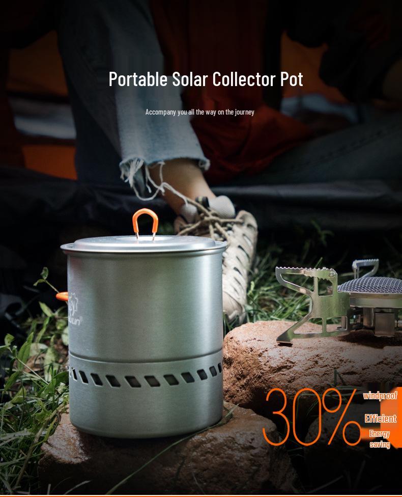 Портативный набор посуды для кемпинга: Кастрюля для сбора тепла, чайник и кассетная плита