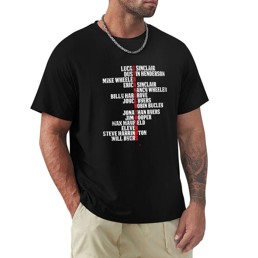Stranger Acronim Names Gift for Science Fiction Lovers T-Shirt plus size clothes designer shirts black t-shirts for men