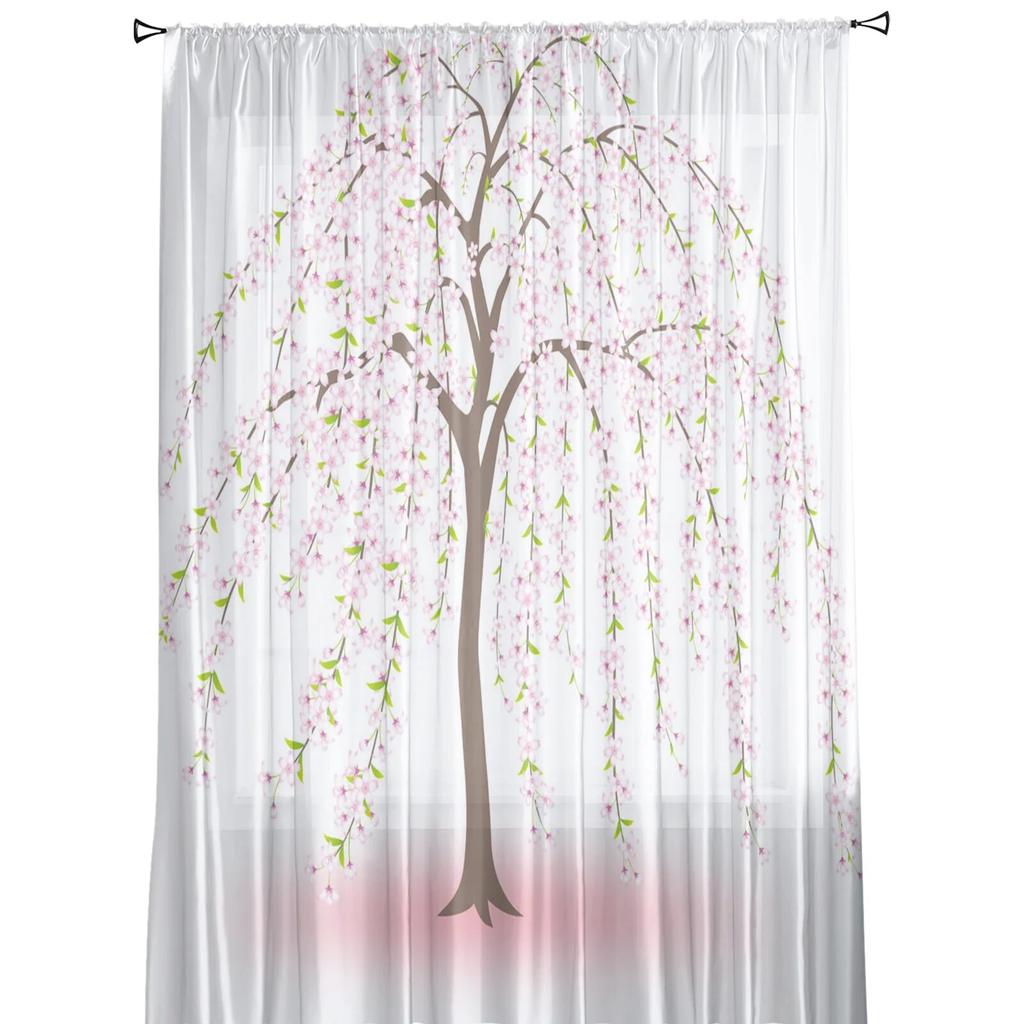 Ветка сливового дерева коричневые розовые современные тюлевые шторы для гостиной, спальни, дома, кухни, прозрачные шторы