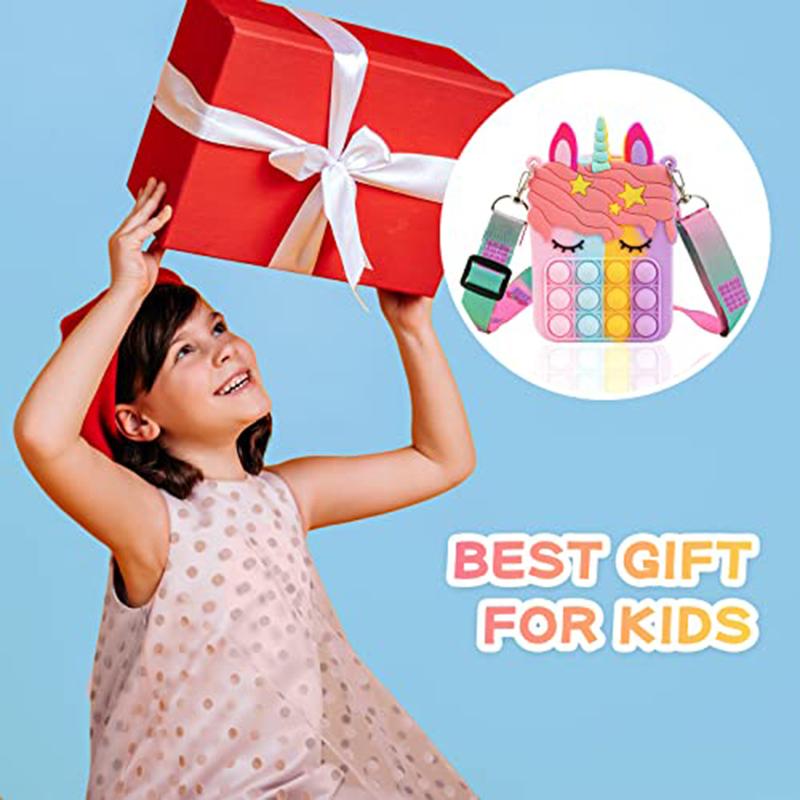 Девочки Силиконовая Кавайная Сумка-Почтальон с Единорогом Кошелек Детские Игрушки-Скрипучки для Снятия Стресса Сумка для Рук при Аутизме juguete