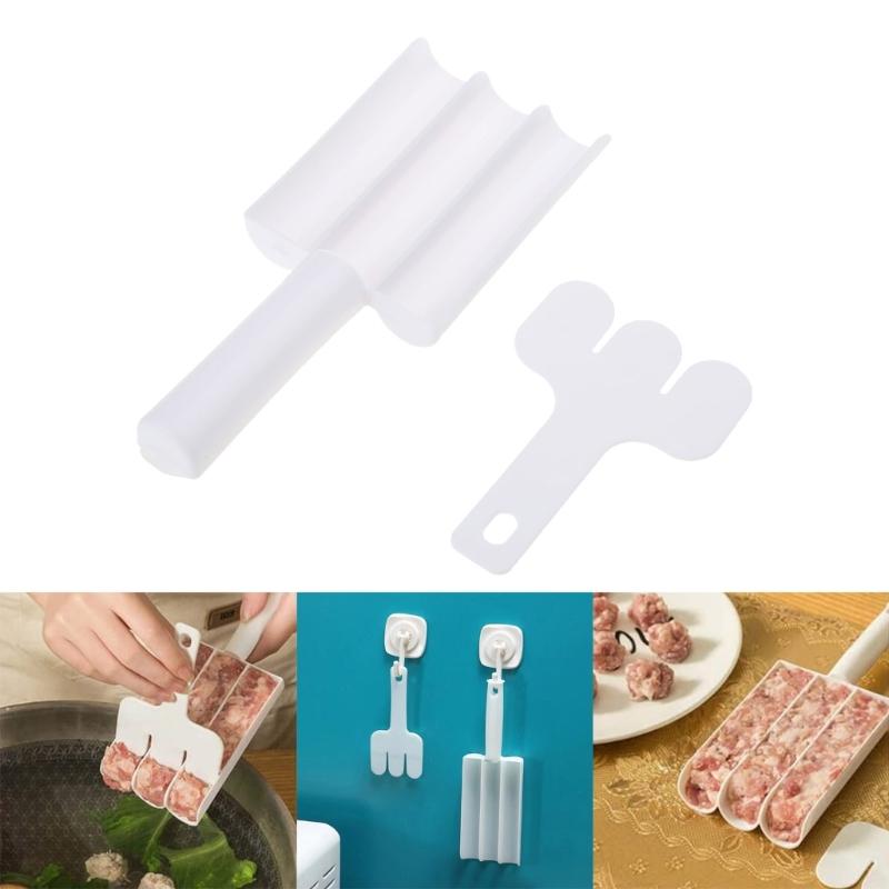 3-link Kitchen Meatball Maker Meat Baller Spoon with Cutter DIY Meatball