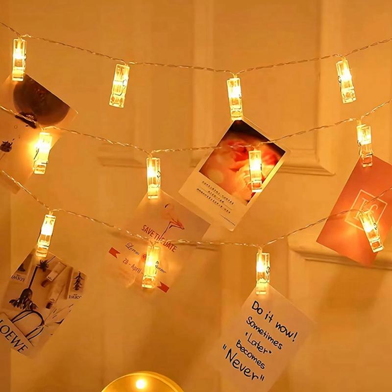1Pack Photo Clip String Lights 10/20/30/40Led Fairy Lights For Hanging Pictures Cards Light Clips Graduation Party Wedding Decor