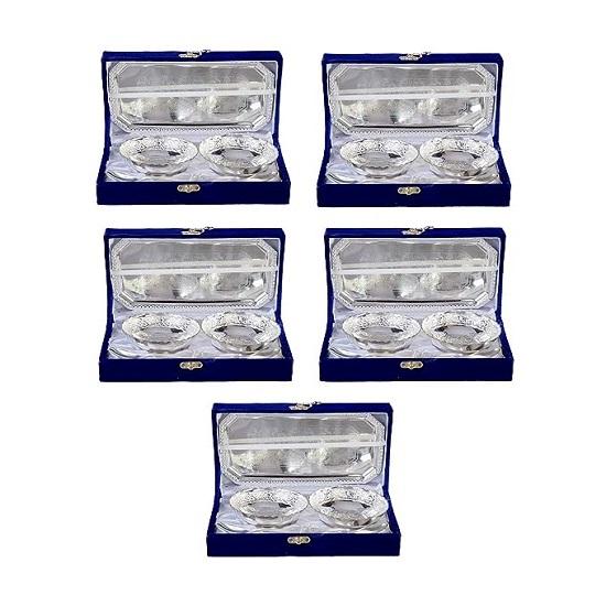 Набор чашек ручной работы из немецкого серебра с подносом и ложкой в ​​красивой подарочной упаковке и сумкой для переноски