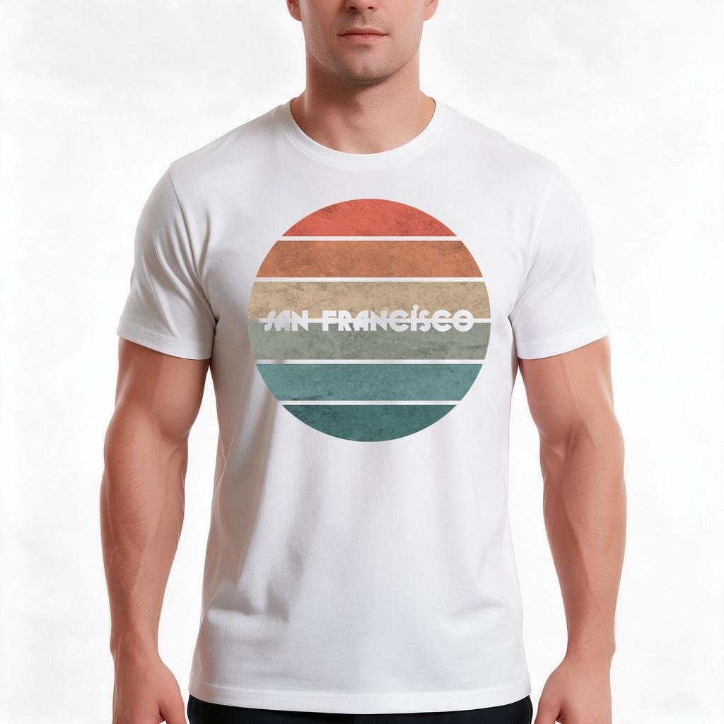 Retro Sunset San Francisco Tshirt Summer Casual Cotton Tee Oversized Streetwear Tops Vintage Graphic Print Unisex Unisex Unisex