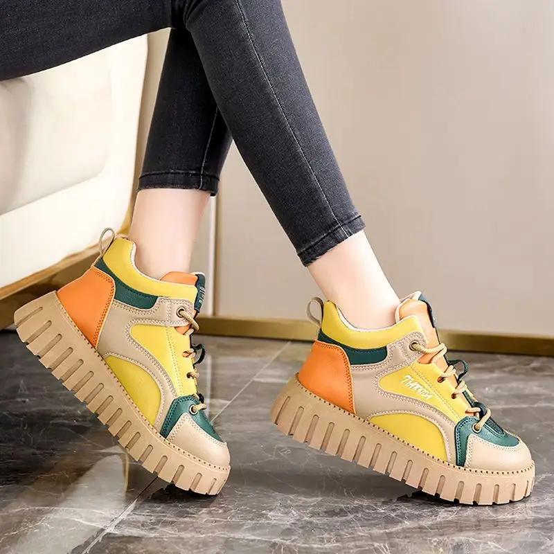 Женская обувь Plus Теплые высокие женские зимние сапоги на платформе Элегантные на среднем каблуке Зима 2024 Новинка на Slip Большой размер Весна