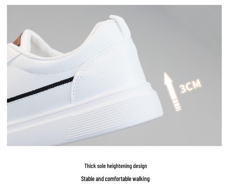 YQ30 Women's Casual White Sneakers, Summer 2023: Height-Boosting, Thin-Soled, Durable Leather, Versatile Design.