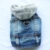 Stylish Denim Dog Jacket with D-Ring, Cozy Spring/Fall Jeans Hoodie Coat for Small Medium Dogs, Pet Outerwear Puppy Clothes