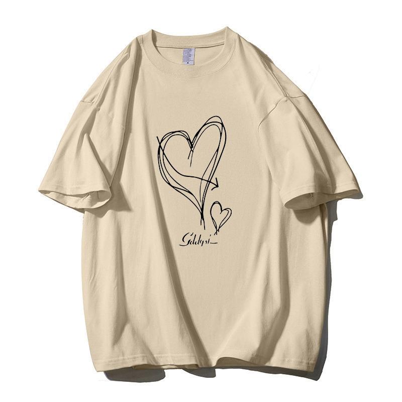 Shellsuning Kawaii футболки с принтом в виде сердца женские летние простые свободные футболки с круглым вырезом повседневные хлопковые женские топы на мягкой основе