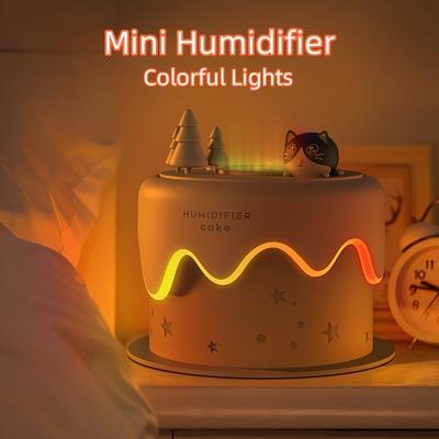 Диффузор эфирных масел с красочной подсветкой, милый мини-увлажнитель в форме торта, подарок на день рождения, функция прохладного тумана и стимуляция здоровья растений