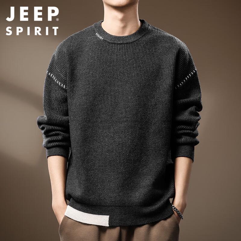 JEEP SPIRIT Men's Heavyweight Round Neck Sweater