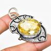 Golden Rutile Gemstone Handmade 925 Silver Plated Jewelry Pendant 2.27"