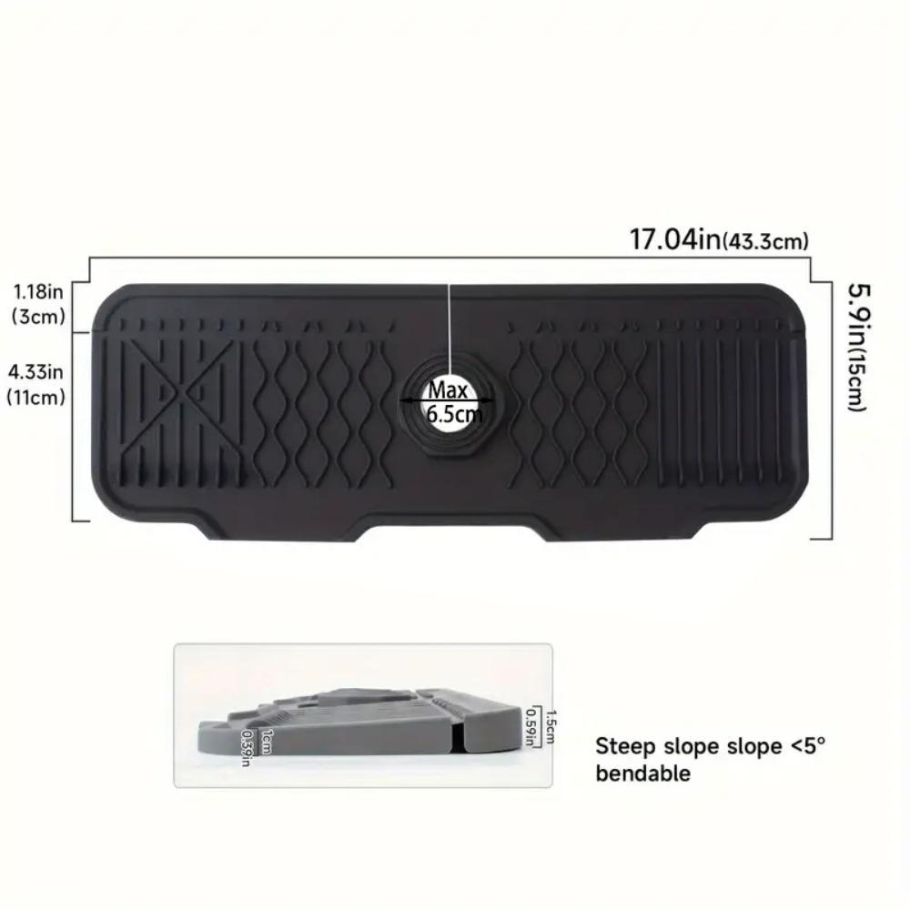 Adjustable Faucet Splash Guard Mat Silicone Drying Mat New Sink Draining Pad