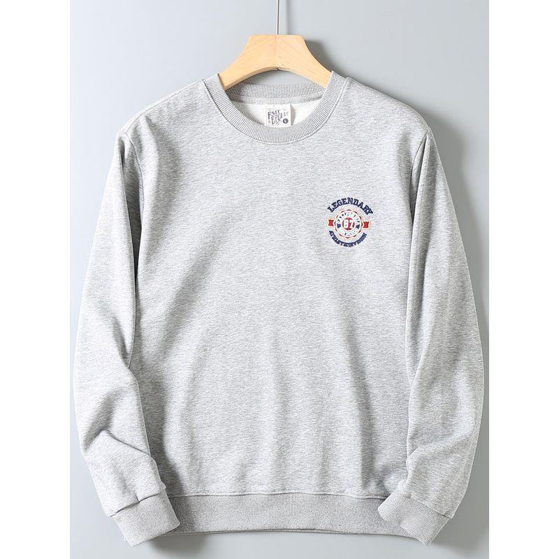 Men's Autumn Sweatshirt with Fish Scale Embroidery, Heavy Wash, and Long Sleeves, Suitable for Sports and Casual Wear