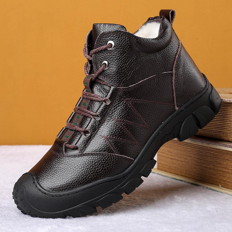Брендовые зимние мужские ботинки для снега, теплые плюшевые мужские ботинки, водонепроницаемые кожаные ботинки для бега на открытом воздухе, нескользящие мужские ботинки для походов Sneakerst6