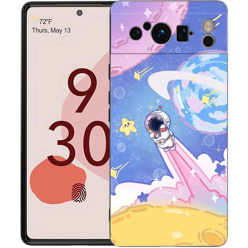 Милый мультяшный астронавт для Google Pixel 8 7 6 Pro 6A 5G черный чехол для телефона мягкая противоударная задняя крышка силиконовый чехол TPU