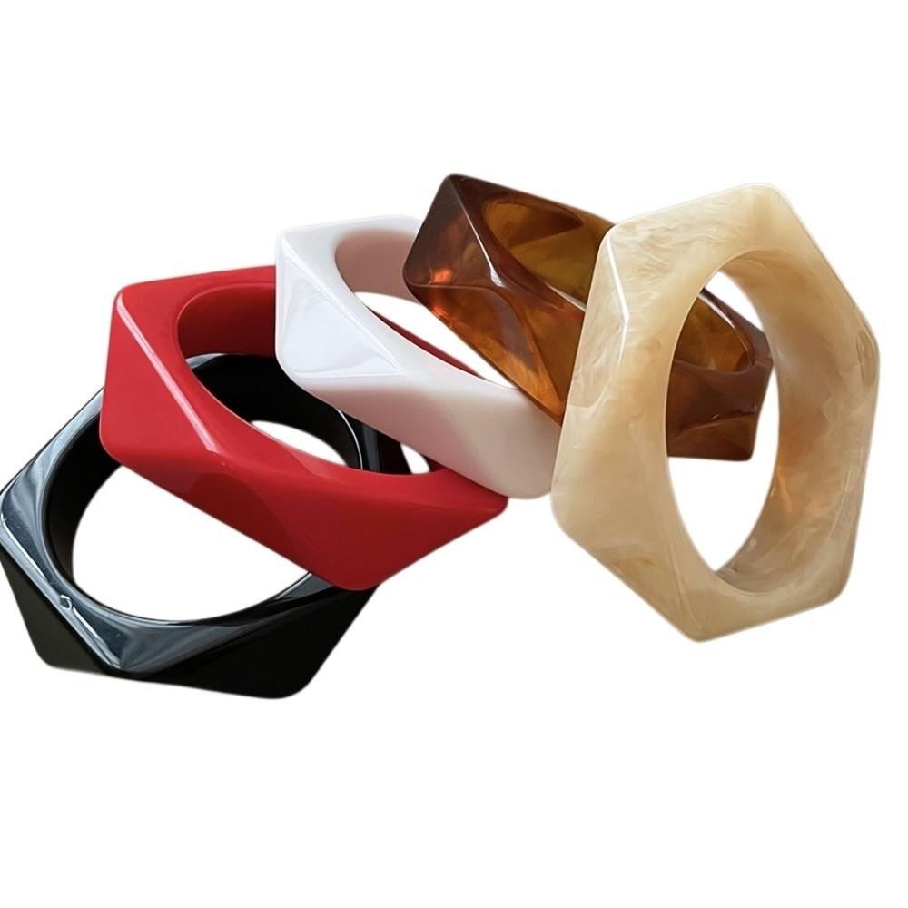 Europe American Style Irregular Wide Bracelet Smudging Retro Hand Ring Vintage Resin Bangle Women