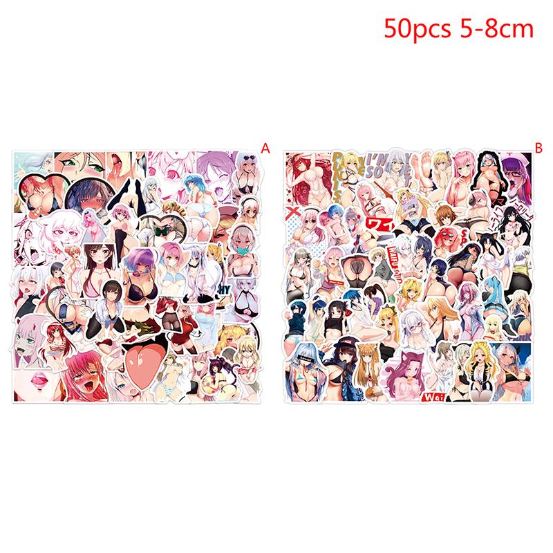 50 шт., мультяшные сексуальные наклейки Ahegao для девочек, наклейки для ноутбука, наклейки Adesivos