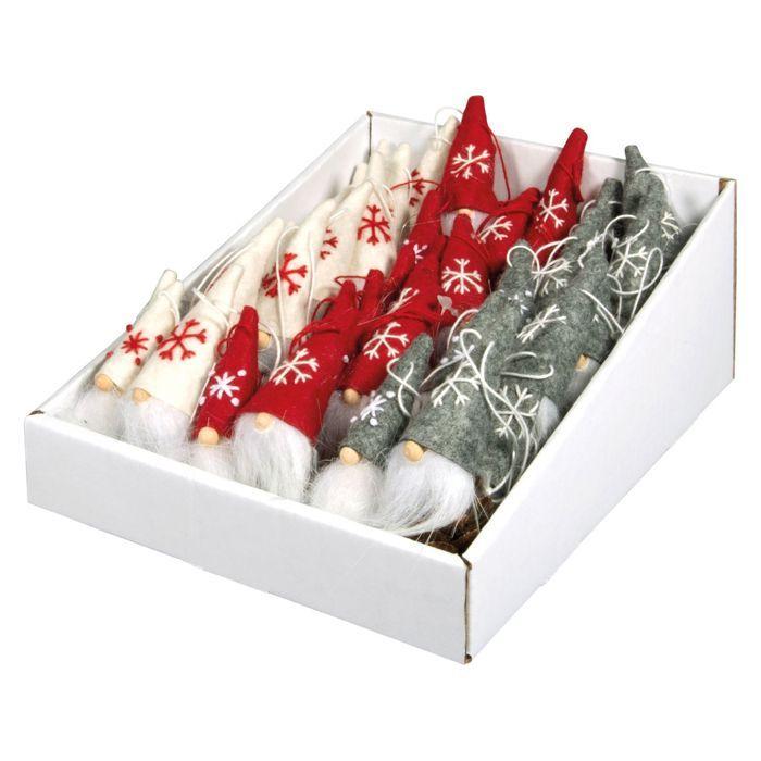 Lutin blanc - Décoration de sapin de Noël - 10 cm