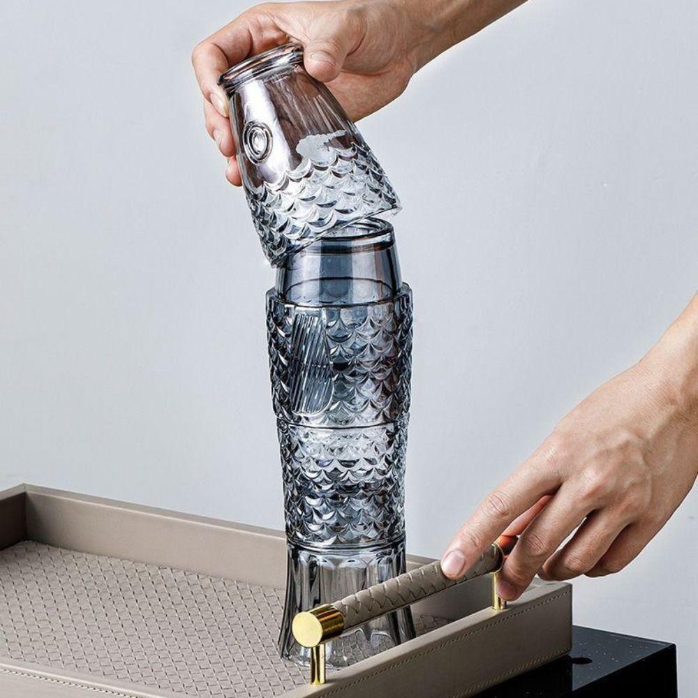Stacking Glass Drinking Cup Transparent Beverage Glass Creative Koi Fish-shaped Water Cup  Coffee