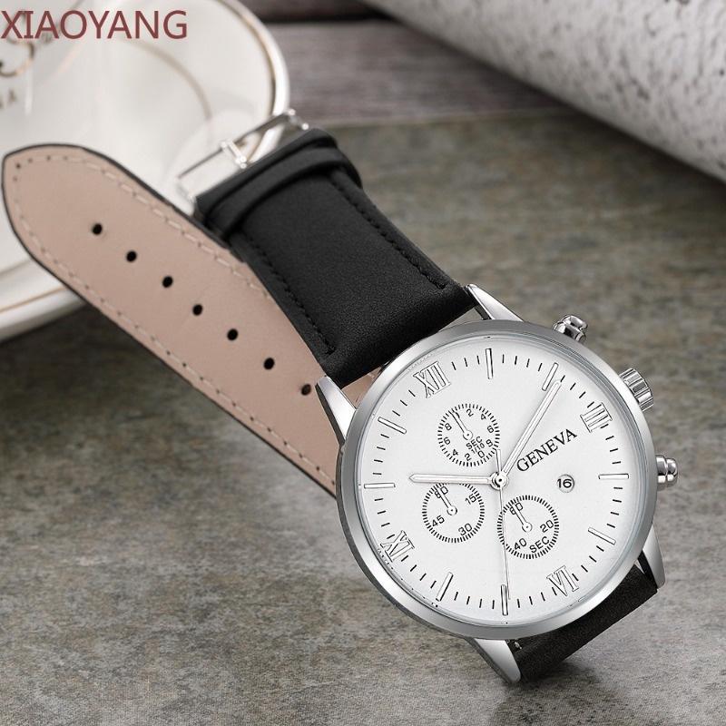 Novo Relógio casual Masculino De Quartzo Com Pulseira De Couro Mostrador