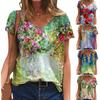 Футболки Summer Plus женские с короткими рукавами и цифровой печатью, свободные, повседневные, с V-образным вырезом, женские